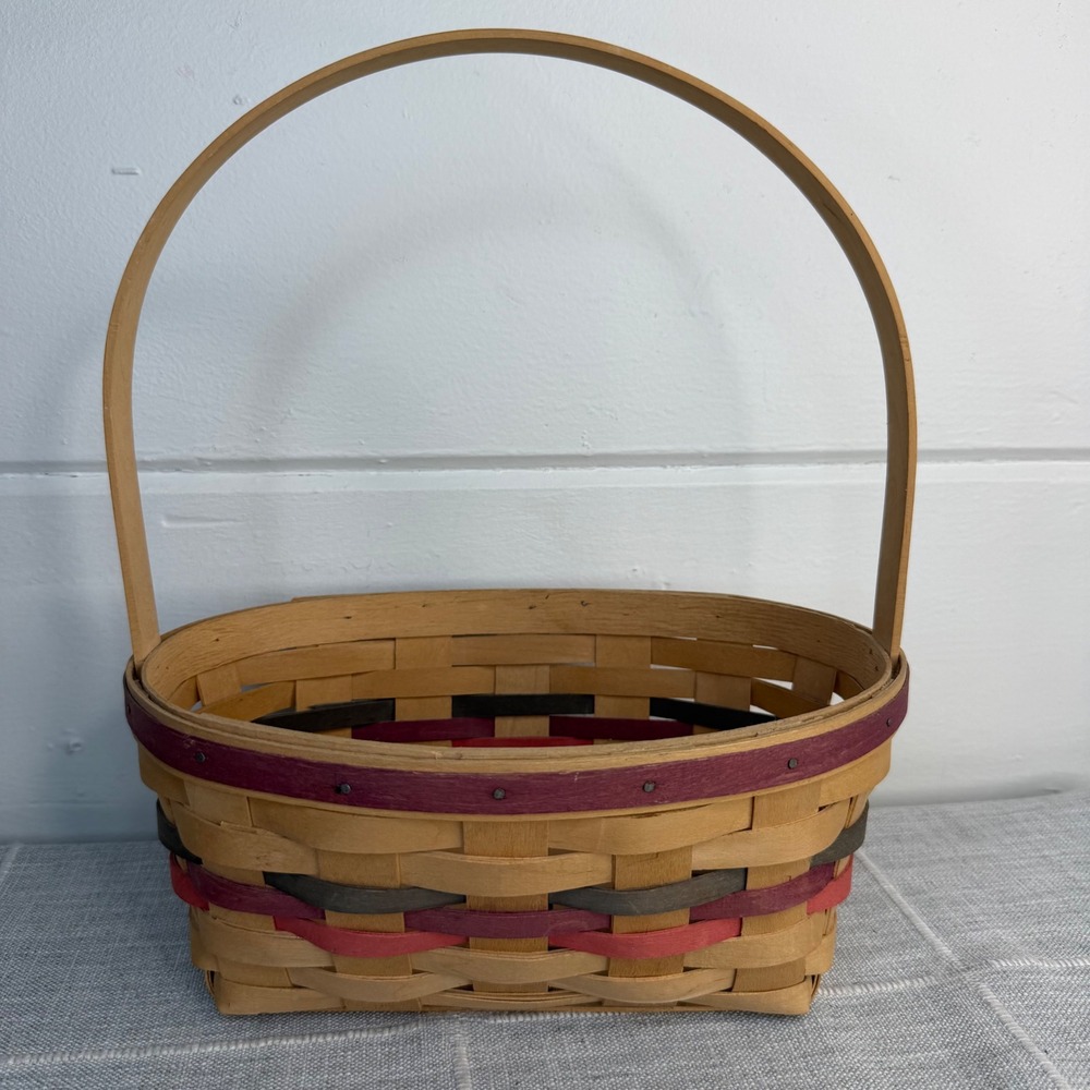 Longaberger 1992 Oval Easter Basket‎ Purple Blue Pink Splint Cottagecore